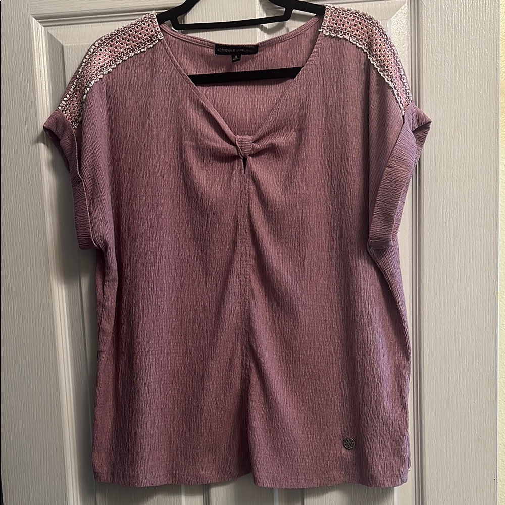 Adrienne Vittadini Cap Sleeve Knot Front Blouse